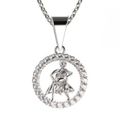 BG zlatý diamantový přívěšek Vodnář 052 Bílé zlato - 585 Diamant lab-grown