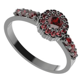 BG prsten 452-Z kulatého tvaru Stříbro 925 - ruthenium (30-90dní) Granát