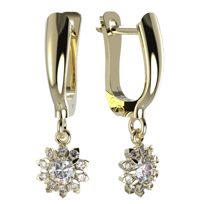 BG zlaté diamantové náušnice 987 Žluté zlato - 585 Diamant lab-grown