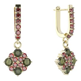 BG  náušnice 317 Stříbro 925 - pozlacené Vltavín a granát