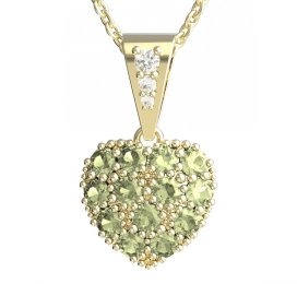 BG zlatý přívěšek srdíčko 1571 Žluté zlato - 585 Zelený kubický zirkon