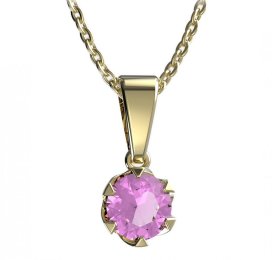 Zlatý přívěsek s růžovým zirkonem, žluté zlato 585 – 872 (ZN348720)