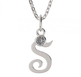 BeKid dětský zlatý přívěsek písmenko S - 1327 Bílé zlato - 585 Diamant