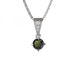 BG vltavínový přívěšek 680 Bílé zlato - 585 Vltavín a diamant