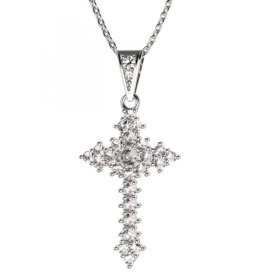 BG zlatý diamantový přívěšek křížek 264 Bílé zlato - 585 Diamant lab-grown