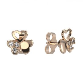 BG dámské náušnice třílístek+srdíčko 1480 Růžové zlato 585 (30-90dní)