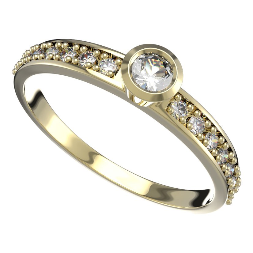 BG zlatý prstýnek 551 E Žluté zlato - 585 Bílý kubický zirkon