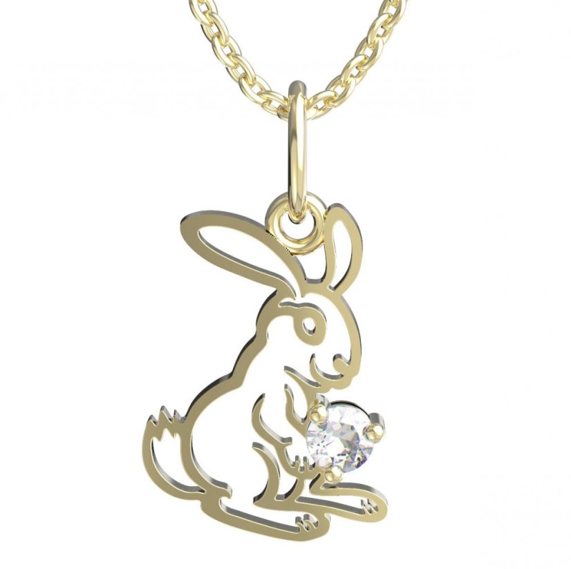 BeKid dětský přívěšek zajíček 1186 Žluté zlato - 585 Diamant