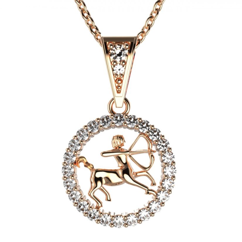 Zlatý přívěsek znamení Střelec s lab-grown diamantem, růžové zlato 585 – 052 (Zd14052L1)