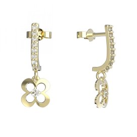 BG zlaté náušnice čtyřlístek 829 Žluté zlato - 585 Diamant