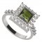 BG prsten 099-Z čtvercového tvaru - Kov: Stříbro 925 - rhodium, Kámen: Granát