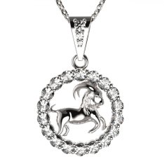BG zlatý diamantový přívěšek Kozoroh 044 Bílé zlato - 585 Diamant lab-grown