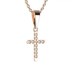 BG zlatý diamantový přívěšek křížek 1106 Růžové zlato 585 (30-90dní) Diamant lab-grown