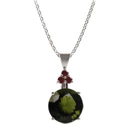 BG přívěs kruhového tvaru 475-87 Stříbro 925 - rhodium Vltavín a granát
