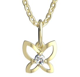 BeKid dětský přívěšek motýlek 844 Žluté zlato - 585 Bílý kubický zirkon