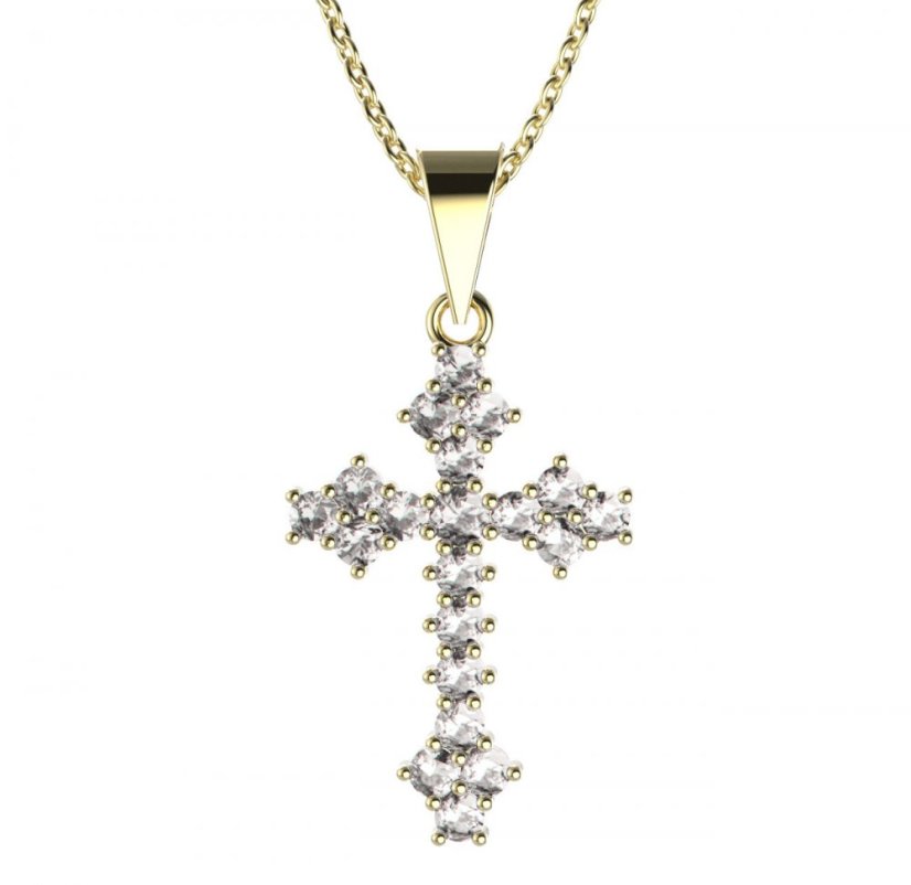 BeKid dětský přívěšek křížek 263 Žluté zlato - 585 Diamant