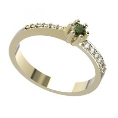 BG zlatý prstýnek s granátem nebo vltavínem 766 Žluté zlato - 585 Vltavín a  kubický zirkon