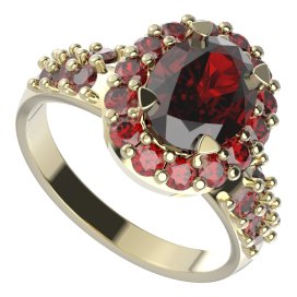 BG prstýnek 728 Stříbro 925 - pozlacené Granát