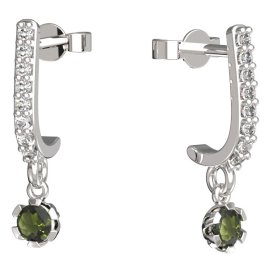 BG vltavínové náušnice 869 Bílé zlato - 585 Vltavín a diamant