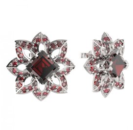 BG náušnice ovál - 733 Stříbro 925 - rhodium Granát