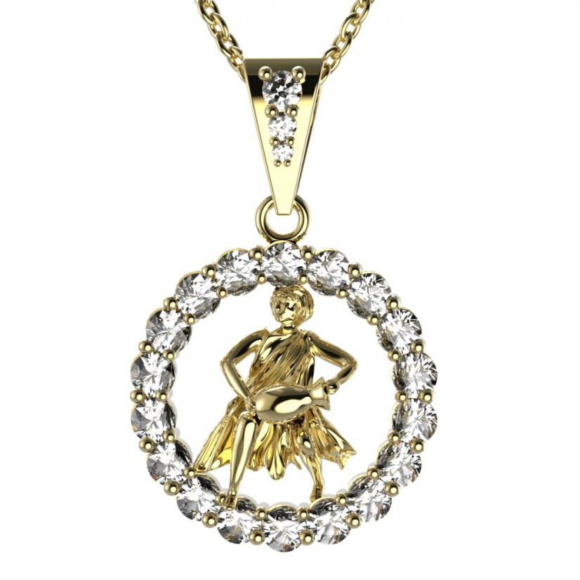 BG zlatý diamantový přívěšek Vodnář 044 Žluté zlato - 585 Diamant lab-grown