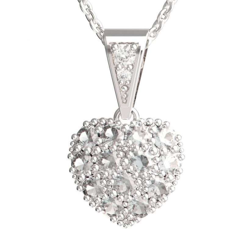 BG zlatý diamantový přívěšek srdíčko 1571 Bílé zlato - 585 Diamant lab-grown