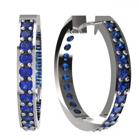 BG zlaté náušnice 808 Bílé zlato - 585 Tmavě modrý kubický zirkon