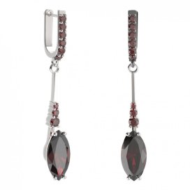 BG náušnice s centrálním oválným kamenem 481-B94 Stříbro 925 - rhodium Granát
