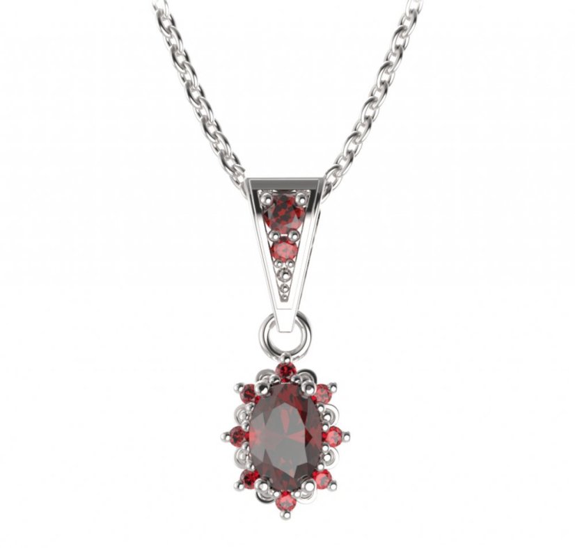 BG přívěs oválný 953-1 Stříbro 925 - rhodium Granát