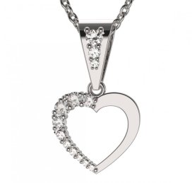 BG zlatý diamantový přívěšek srdíčko 1263 Bílé zlato - 585 Diamant lab-grown