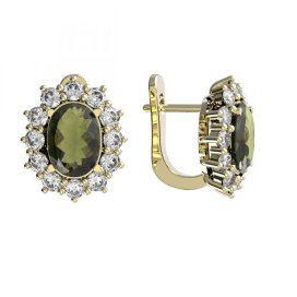 BG  náušnice 972-07 Stříbro 925 - pozlacené Vltavín a  kubický zirkon