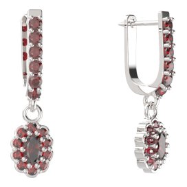 BG  náušnice 455-94 oválné Stříbro 925 - rhodium Granát