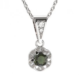 BG přívěs kulatý 994-1 Stříbro 925 - rhodium Vltavín a  kubický zirkon