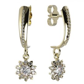 BG zlaté diamantové náušnice 987 Žluté zlato - 585 Diamant lab-grown