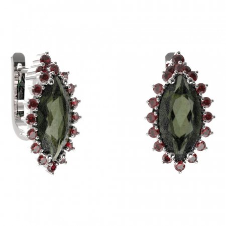 BG earring oval 513-87 - Metal: Silver 925 - rhodium, Stone: Garnet