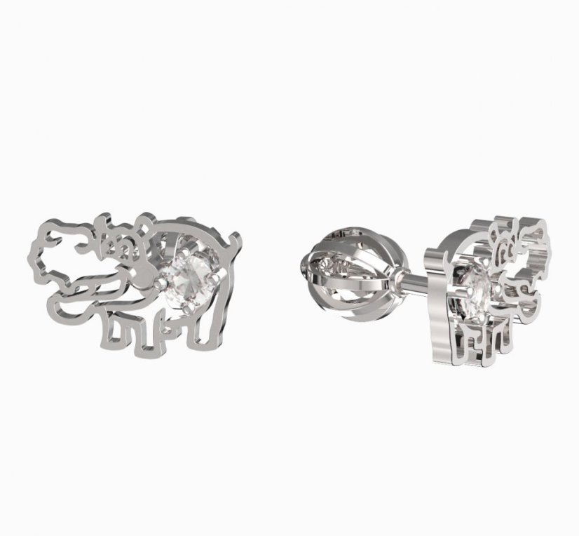 BeKid dětské náušnice hrošík 1188 Bílé zlato - 585 Diamant