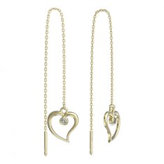 Bg náušnice srdíčko 1267 Žluté zlato - 585 Bílý kubický zirkon