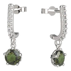 BG vltavínové náušnice 875 Bílé zlato - 585 Vltavín a diamant