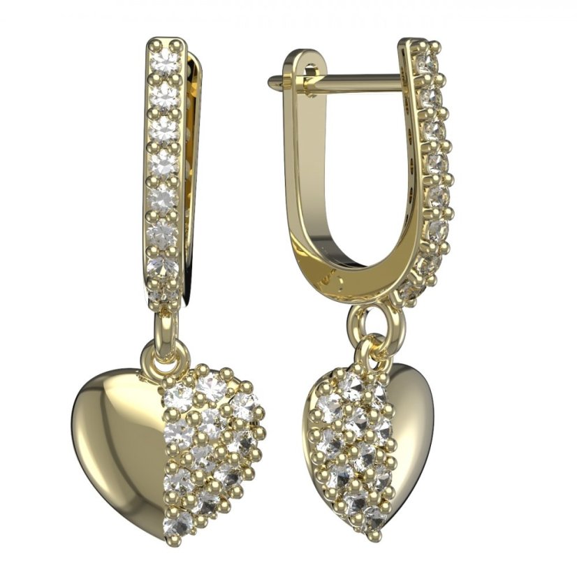 BG zlaté náušnice srdíčko 865 Žluté zlato - 585 Diamant