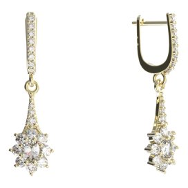 BG zlaté náušnice 627s Žluté zlato - 585 Bílý kubický zirkon