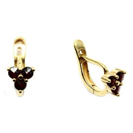 BG náušnice vsazený český granát  776 Žluté zlato - 585 Granát