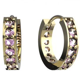 BG zlaté náušnice 807 Žluté zlato - 585 Růžový kubický zirkon