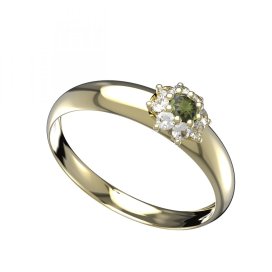 BG vltavínový prsten 886T Žluté zlato - 585 Vltavín a diamant
