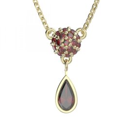 BG náhrdelník vsazeny kameny : vltavín a granát  255K Stříbro 925 - pozlacené Granát
