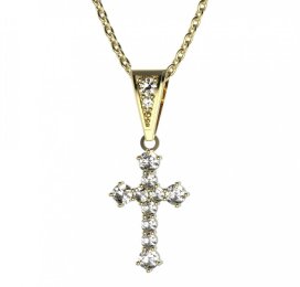 BG zlatý diamantový přívěšek křížek 256 Žluté zlato - 585 Diamant lab-grown