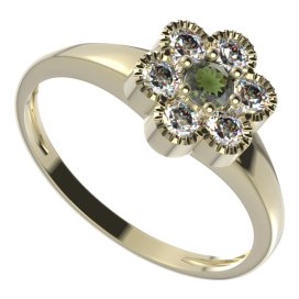 BG prsten kulatý 140-I Stříbro 925 - pozlacené Vltavín a  kubický zirkon