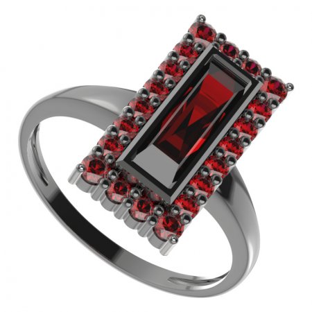 BG prsten čtvercový 837-I - Kov: Stříbro 925 - rhodium, Kámen: Granát