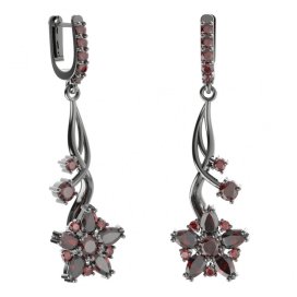 BG náušnice ve tvaru hvězdy 521-P93 Stříbro 925 - ruthenium (30-90dní) Granát