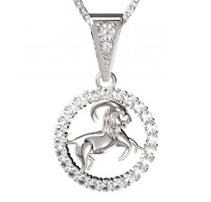 BG zlatý diamantový přívěšek Kozoroh 052 Bílé zlato - 585 Diamant lab-grown