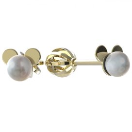 BeKid dětské náušnice uši Mickey s perlou 1398 Žluté zlato - 585 Bílá perla